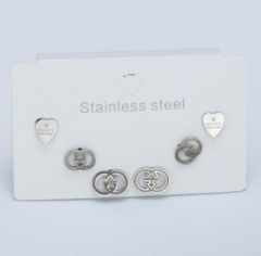Stainless steel jewelry Earrings 3 pairs set wholesale