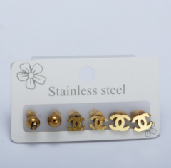 Stainless steel jewelry Earrings 3 pairs set wholesale