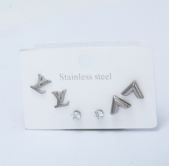 Stainless steel jewelry Earrings 3 pairs set wholesale