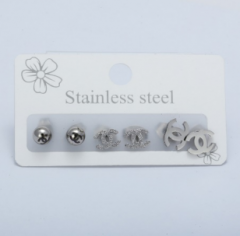 Stainless steel jewelry Earrings 3 pairs set wholesale