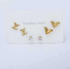 Stainless steel jewelry Earrings 3 pairs set wholesale