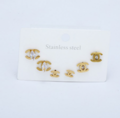 Stainless steel jewelry Earrings 3 pairs set wholesale