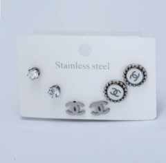 Stainless steel jewelry Earrings 3 pairs set wholesale