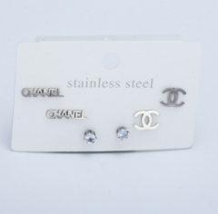 Stainless steel jewelry Earrings 3 pairs set wholesale