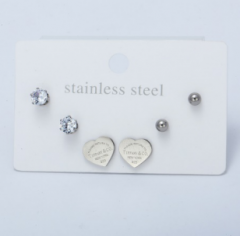 Stainless steel jewelry Earrings 3 pairs set wholesale