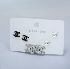 Stainless steel jewelry Earrings 3 pairs set wholesale