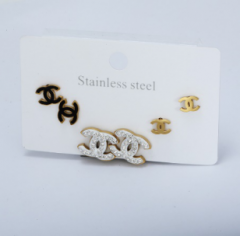 Stainless steel jewelry Earrings 3 pairs set wholesale