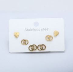 Stainless steel jewelry Earrings 3 pairs set wholesale