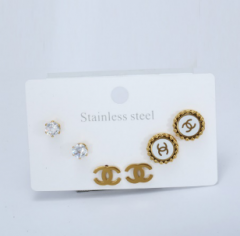 Stainless steel jewelry Earrings 3 pairs set wholesale