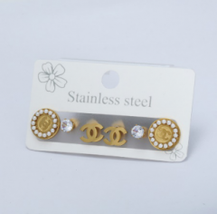 Stainless steel jewelry Earrings 3 pairs set wholesale