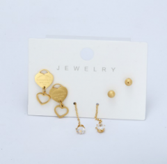Stainless steel jewelry Earrings 3 pairs set wholesale