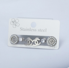 Stainless steel jewelry Earrings 3 pairs set wholesale