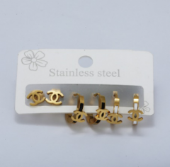 Stainless steel jewelry Earrings 3 pairs set wholesale