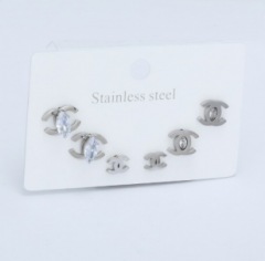 Stainless steel jewelry Earrings 3 pairs set wholesale