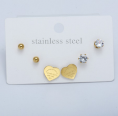 Stainless steel jewelry Earrings 3 pairs set wholesale
