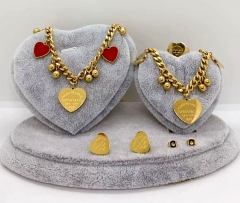 Stainless steel jewelry Necklace Earrings bracelet ring set Wholesale