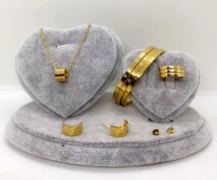 Stainless steel jewelry Necklace Earrings bracelet ring set Wholesale