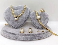 Stainless steel jewelry Necklace Earrings bracelet ring set Wholesale