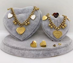 Stainless steel jewelry Necklace Earrings bracelet ring set Wholesale