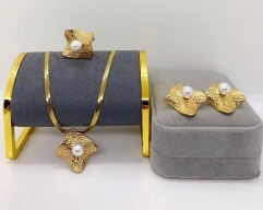 Stainless steel jewelry Necklace Earrings ring set Wholesale