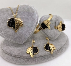 Stainless steel jewelry Necklace Earrings bracelet ring set Wholesale