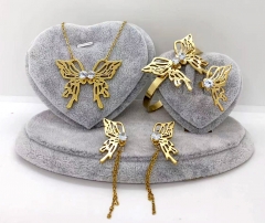 Stainless steel jewelry Necklace Earrings bracelet ring set Wholesale