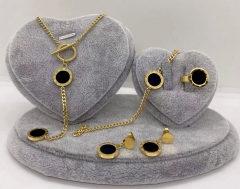 Stainless steel jewelry Necklace Earrings bracelet ring set Wholesale