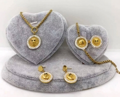Stainless steel jewelry Necklace Earrings bracelet ring set Wholesale