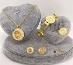 Stainless steel jewelry Necklace Earrings bracelet ring set Wholesale