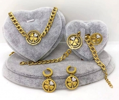 Stainless steel jewelry Necklace Earrings bracelet ring set Wholesale