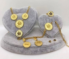 Stainless steel jewelry Necklace Earrings bracelet ring set Wholesale