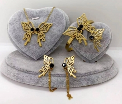 Stainless steel jewelry Necklace Earrings bracelet ring set Wholesale