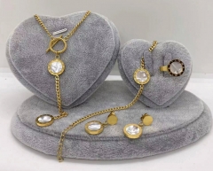 Stainless steel jewelry Necklace Earrings bracelet ring set Wholesale