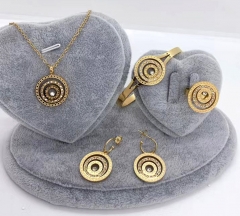 Stainless steel jewelry Necklace Earrings bracelet ring set Wholesale