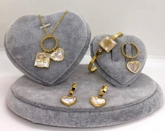 Stainless steel jewelry Necklace Earrings bracelet ring set Wholesale