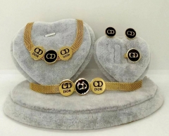 Stainless steel jewelry Necklace Earrings bracelet ring set Wholesale