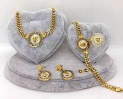 Stainless steel jewelry Necklace Earrings bracelet ring set Wholesale