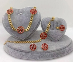 Stainless steel jewelry Necklace Earrings bracelet ring set Wholesale