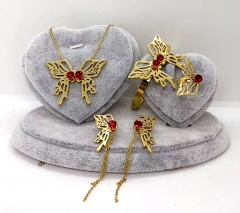 Stainless steel jewelry Necklace Earrings bracelet ring set Wholesale