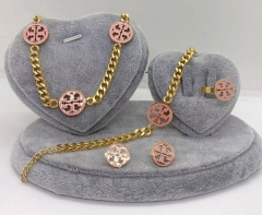 Stainless steel jewelry Necklace Earrings bracelet ring set Wholesale