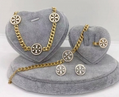 Stainless steel jewelry Necklace Earrings bracelet ring set Wholesale