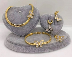 Stainless steel jewelry Necklace Earrings bracelet ring set Wholesale