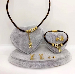 Stainless steel jewelry Necklace Earrings bracelet ring set Wholesale