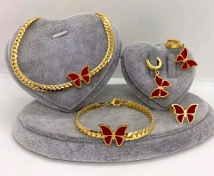 Stainless steel jewelry Necklace Earrings bracelet ring set Wholesale