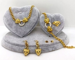 Stainless steel jewelry Necklace Earrings bracelet ring set Wholesale
