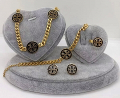 Stainless steel jewelry Necklace Earrings bracelet ring set Wholesale