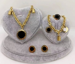 Stainless steel jewelry Necklace Earrings bracelet ring set Wholesale
