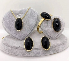 Stainless steel jewelry Necklace Earrings bracelet ring set Wholesale
