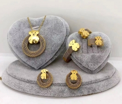 Stainless steel jewelry Necklace Earrings bracelet ring set Wholesale