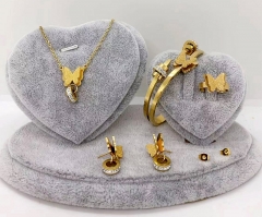 Stainless steel jewelry Necklace Earrings bracelet ring set Wholesale